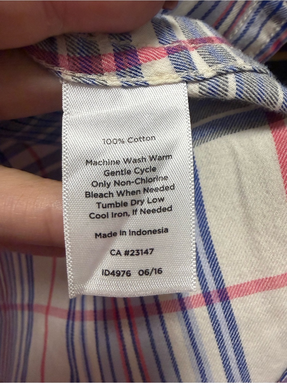 Talbots Plaid Button Front Shirt 100% Cotton Blue Pink Medium - Picture 3 of 4